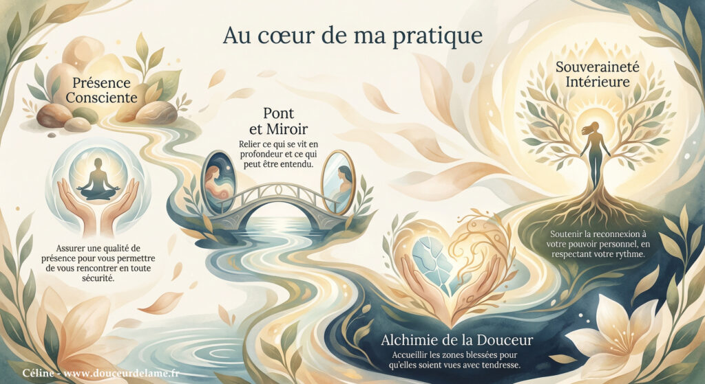 Visite guidée au cœur de ma pratique en 4 axes